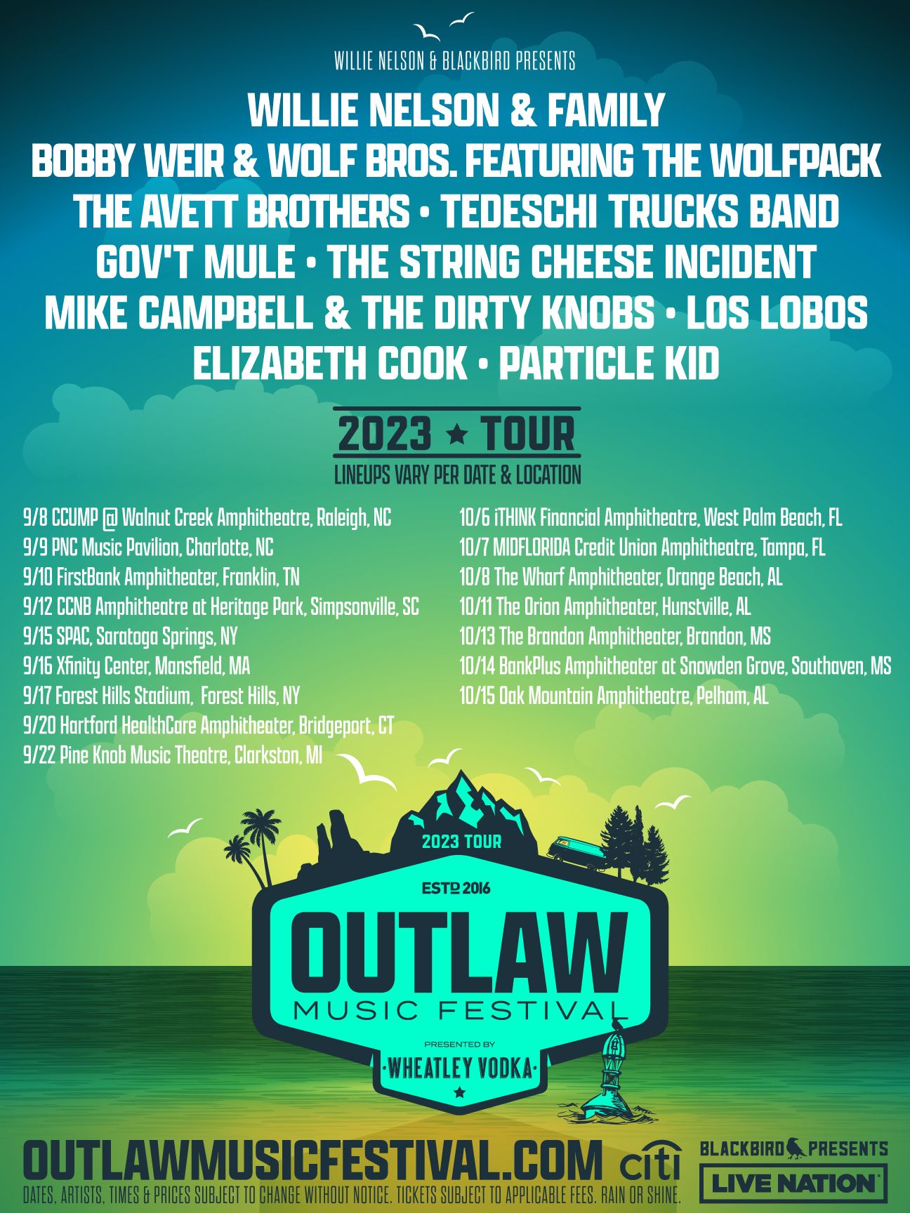 WILLIE NELSON’S ICONIC OUTLAW MUSIC FESTIVAL TOUR ANNOUNCES ADDITIONAL